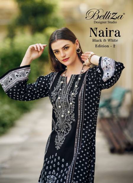 Naira Black And White Edition 2 By Belliza Pakistani Cotton Dress Material Wholesale Online